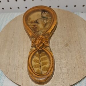 Vintage Resin Lucite Pressed Butterfly Floral Leaves Trivet